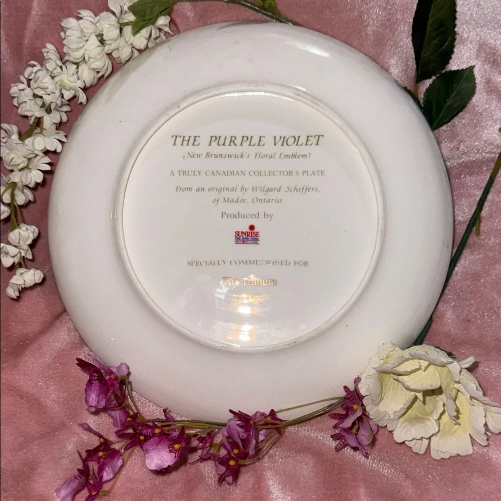 Floral Decorative Plate with Purple Flowers - Picture 3 of 4